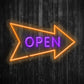 Open with Arrow Neon Sign