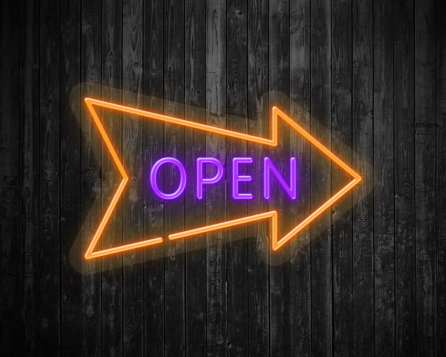 Open with Arrow Neon Sign