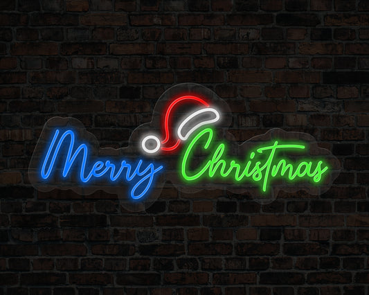 Merry Christmas with Cap Neon Sign