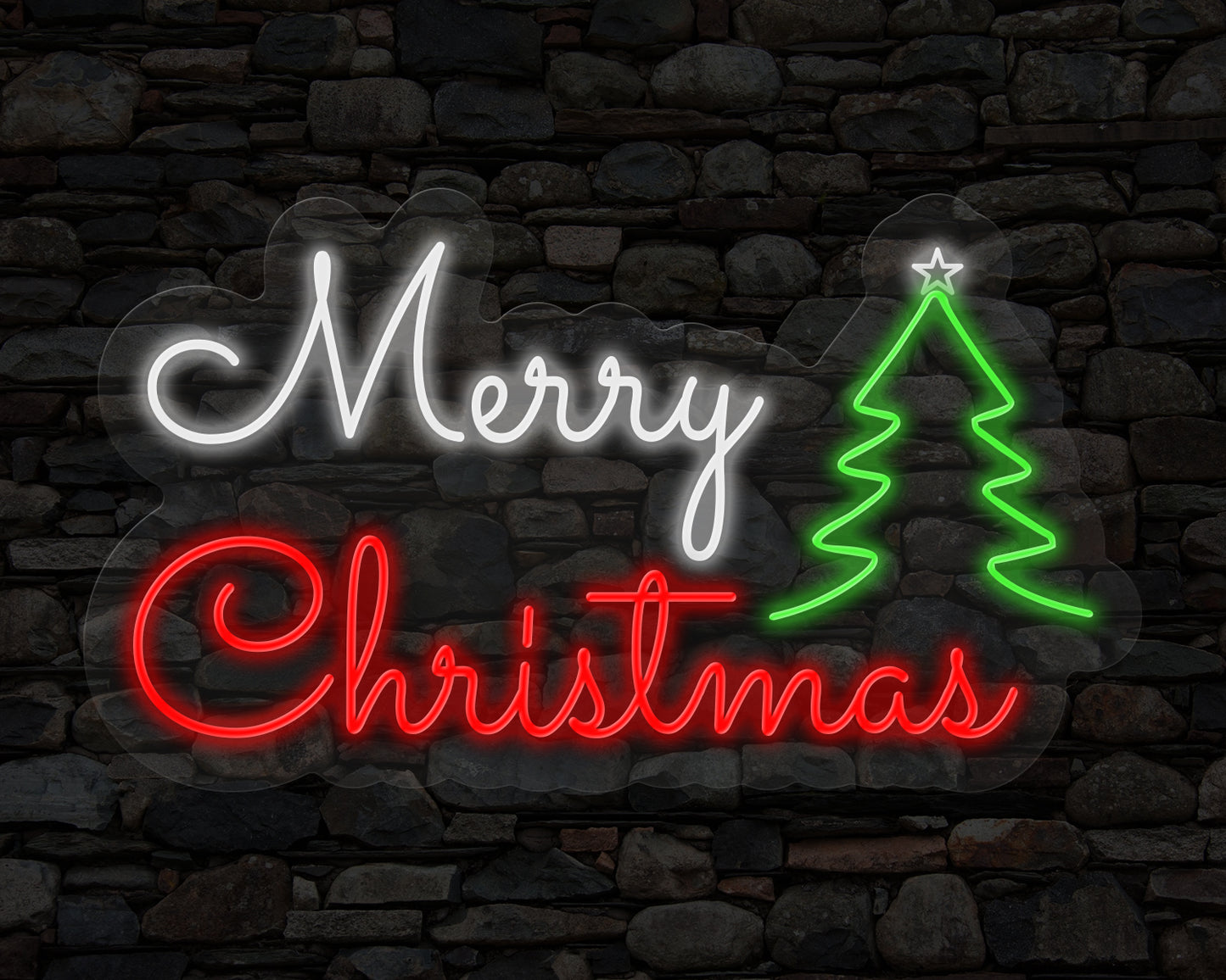 Merry Christmas with Tree Neon Sign