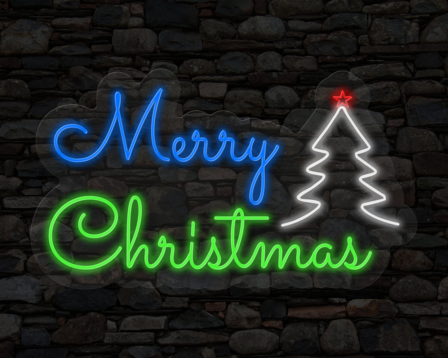 Merry Christmas with Tree Neon Sign