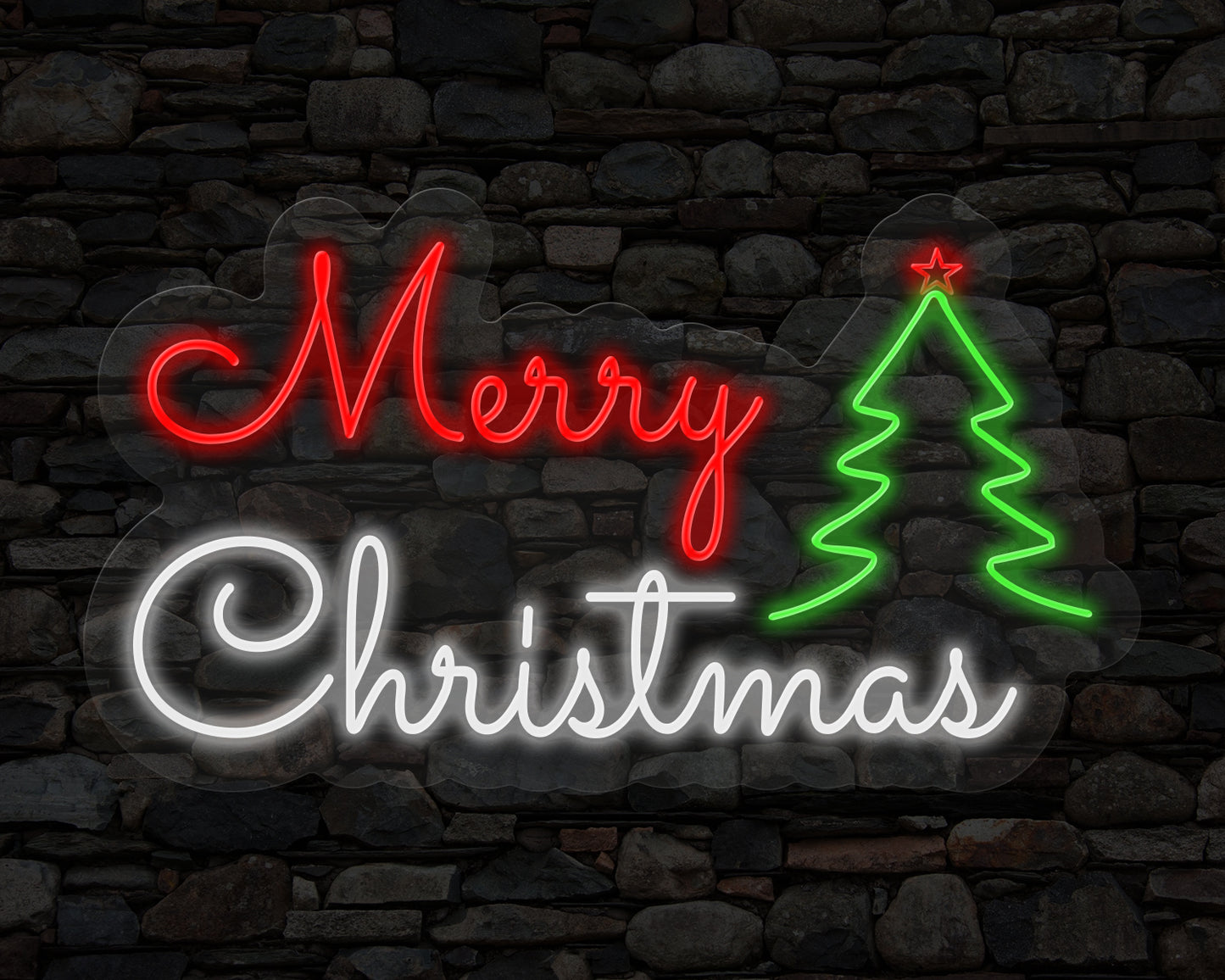 Merry Christmas with Tree Neon Sign