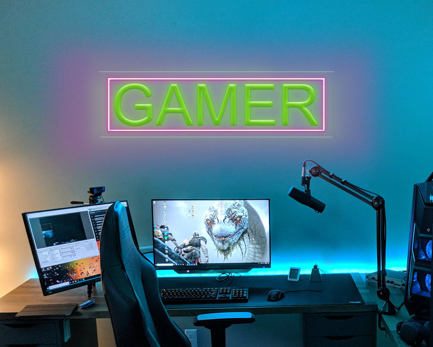 Gamer with Border Neon Sign