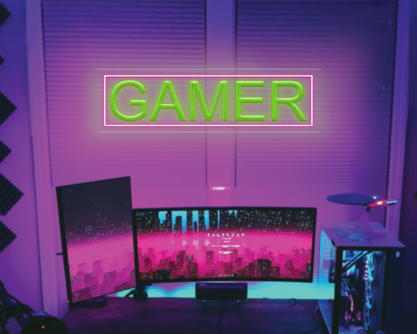 Gamer with Border Neon Sign