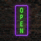 Open Vertical Neon Sign