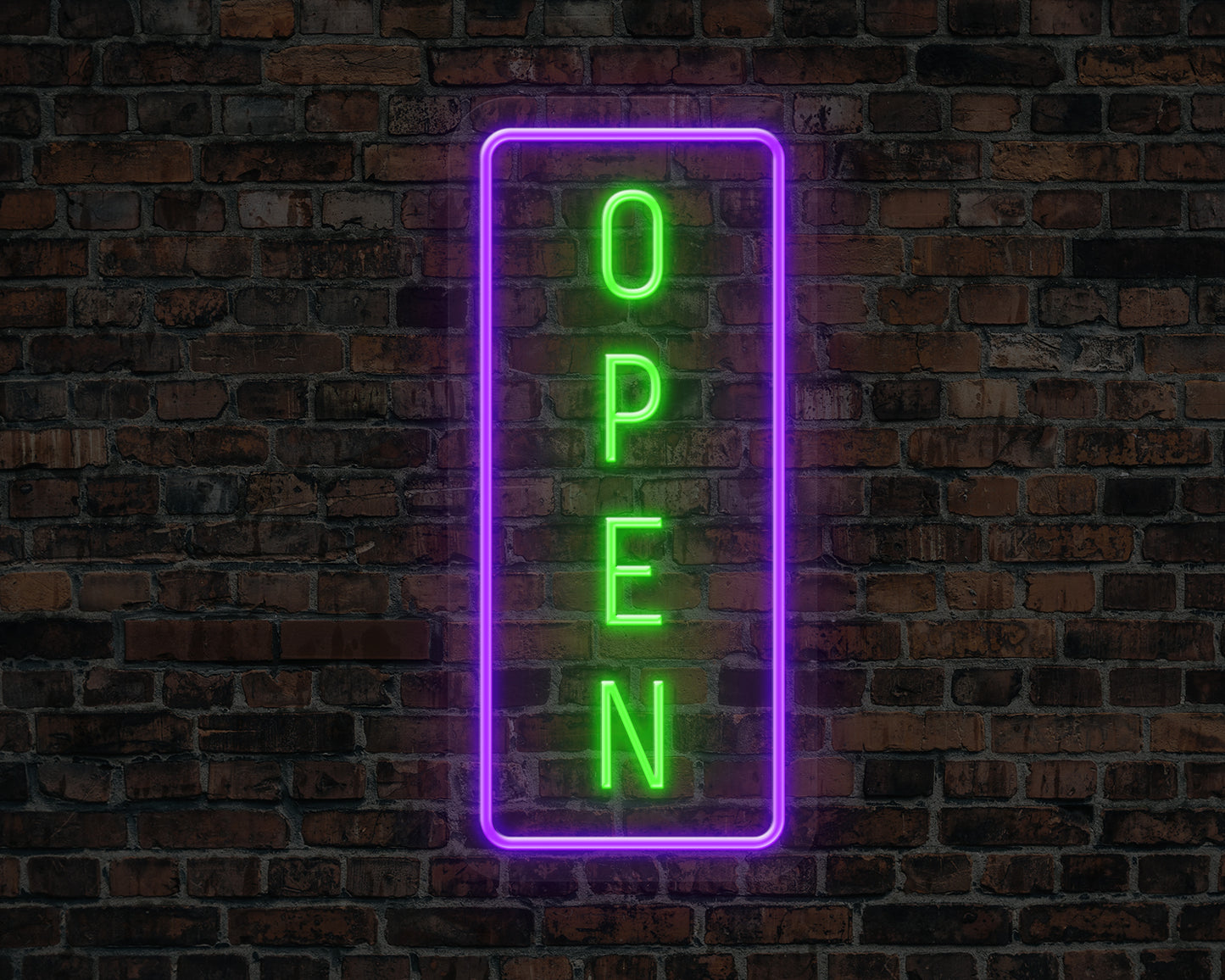 Open Vertical Neon Sign