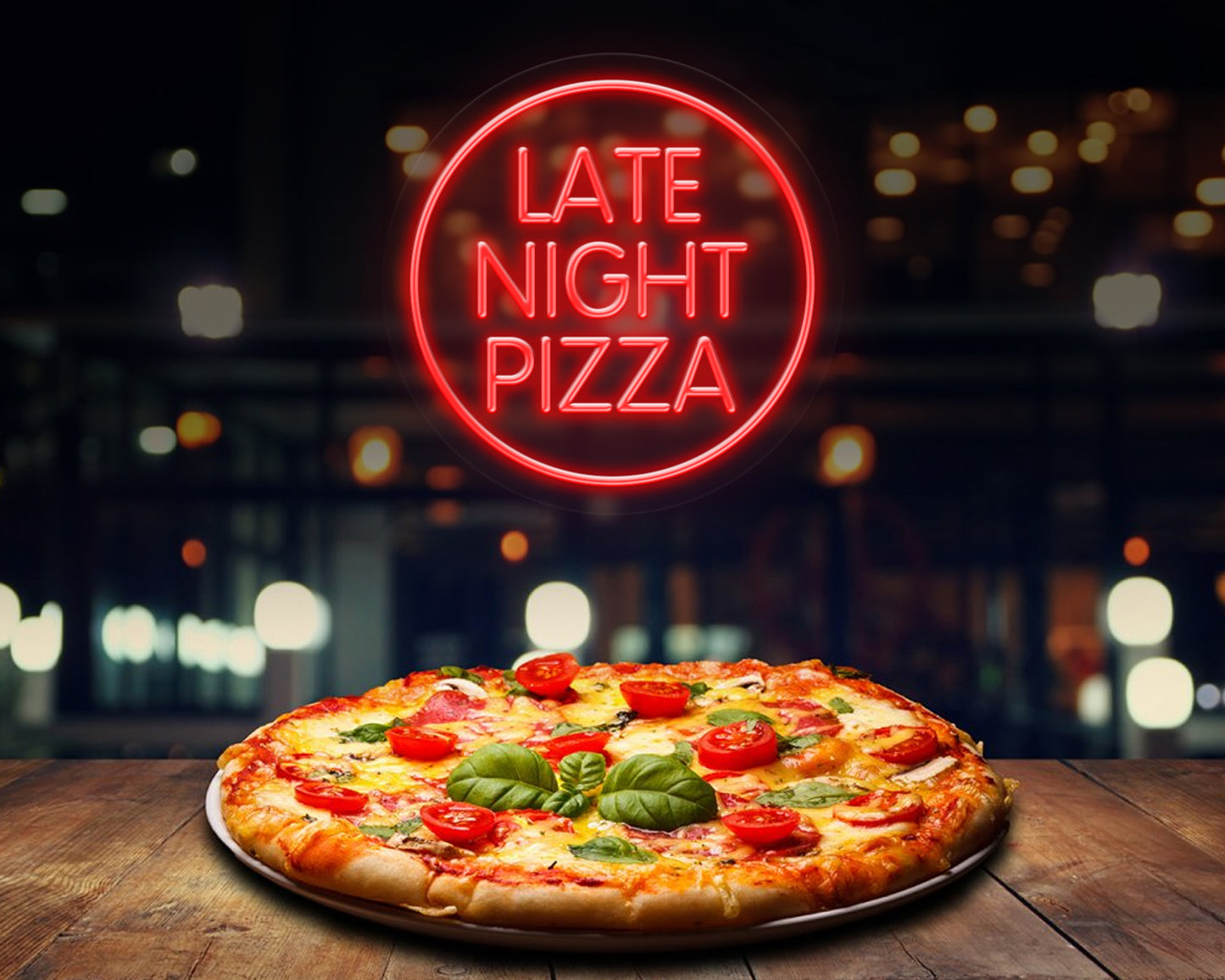 Late Night Pizza Neon Sign