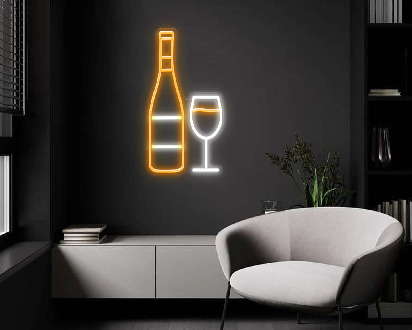 Wine with Glass Neon Sign