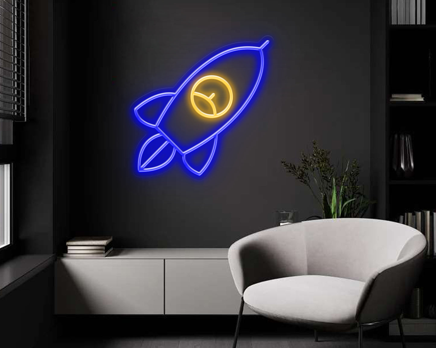 Rocket Ship Neon Sign