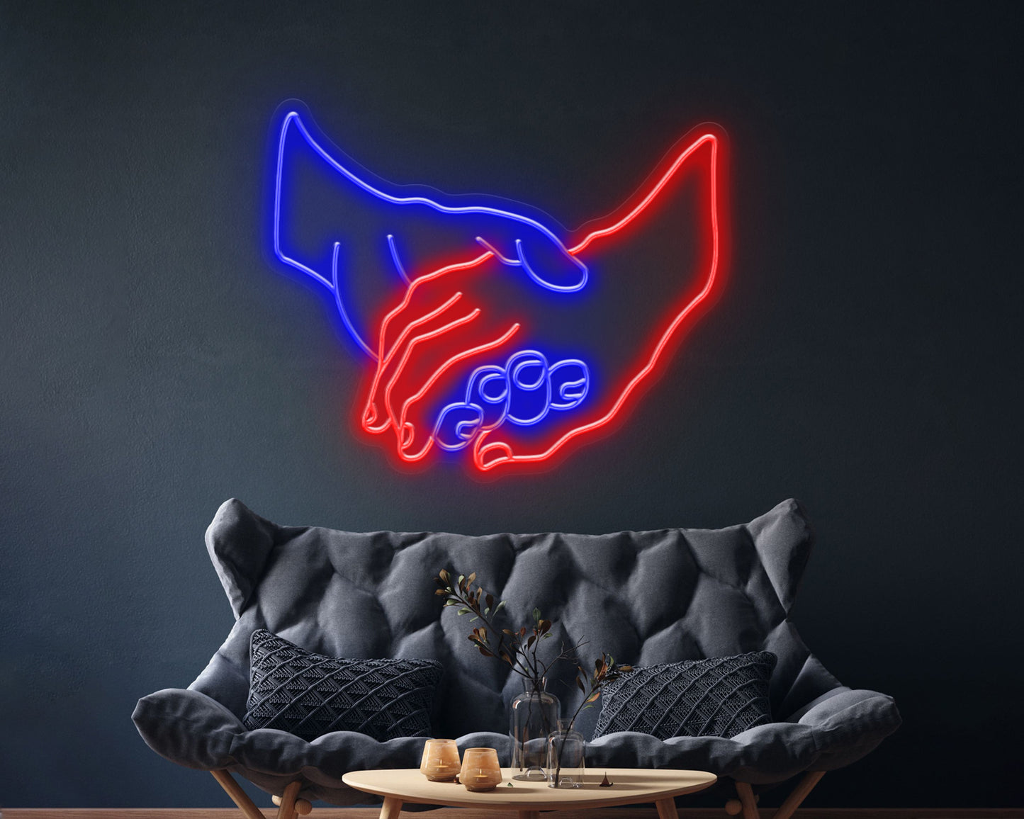 Lovers Holding Hands Neon Sign