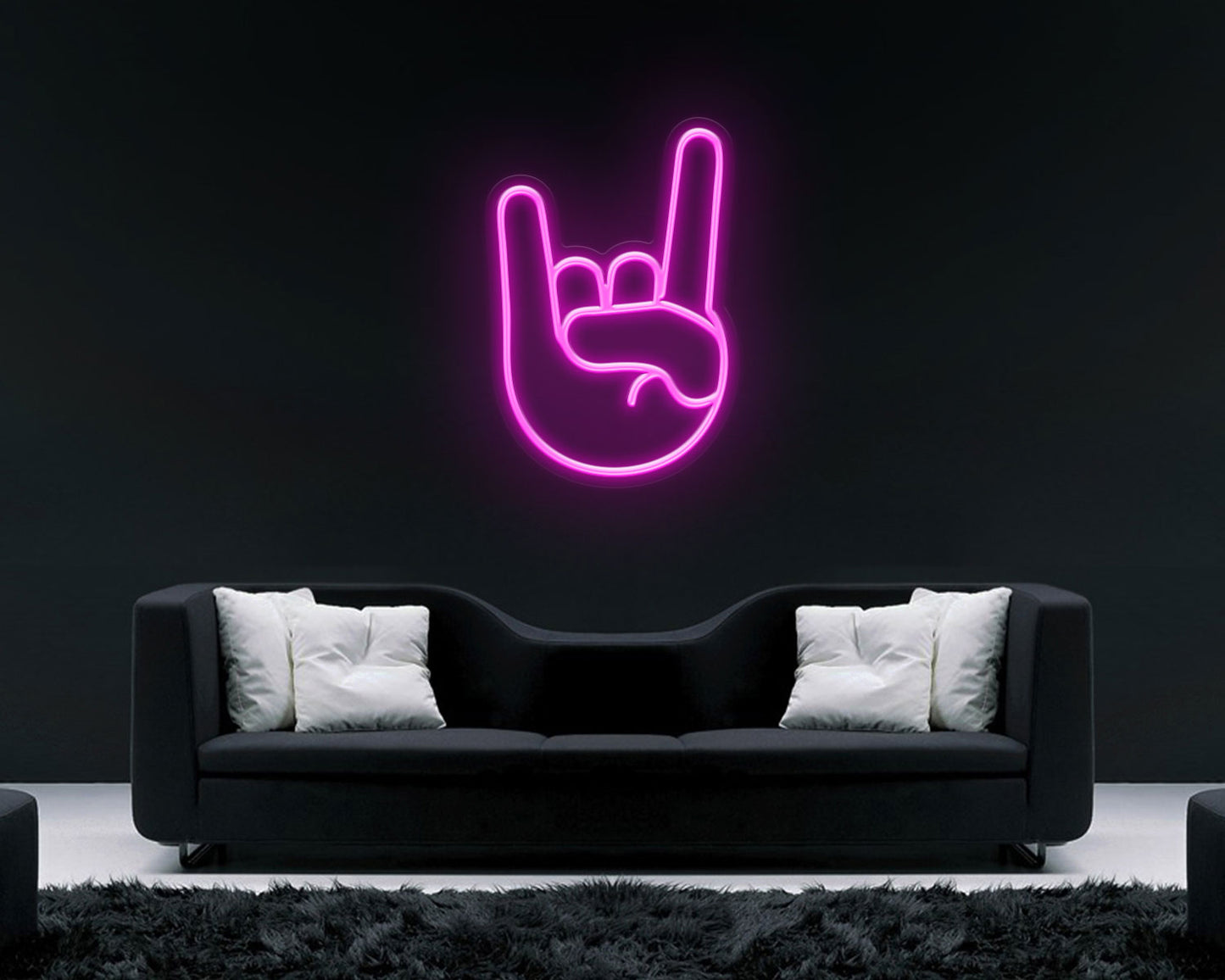 Rock On Emoji Neon Sign