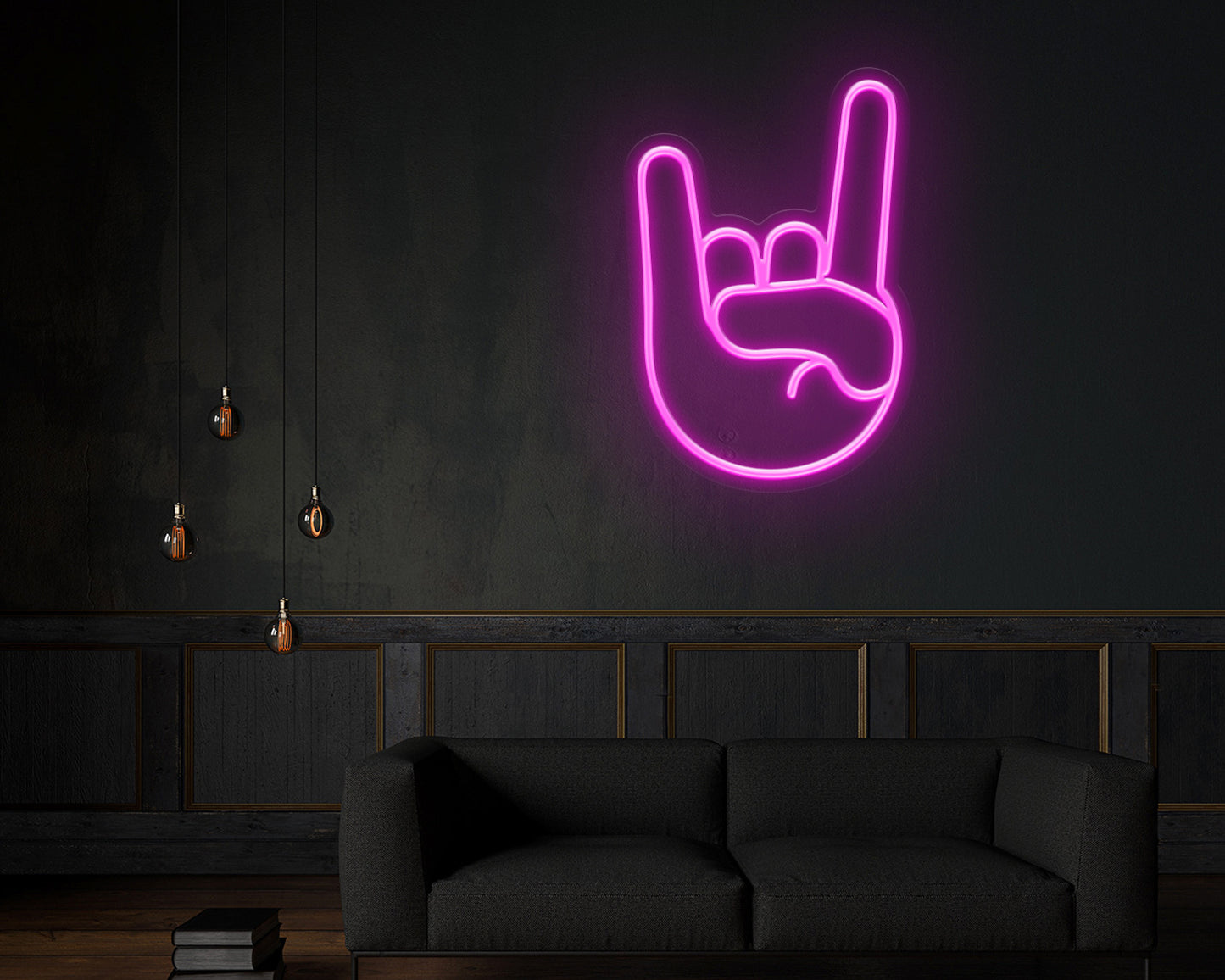 Rock On Emoji Neon Sign