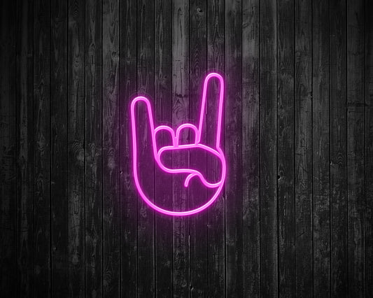 Rock On Emoji Neon Sign