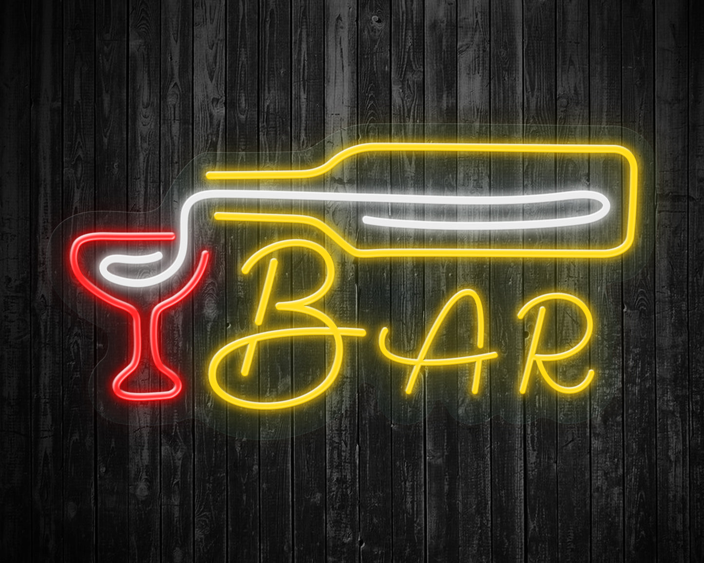 Bar Beer, Wine Bottle Neon Sign