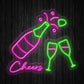 Champagne Bottle Glasses Cheers beer Neon Sign