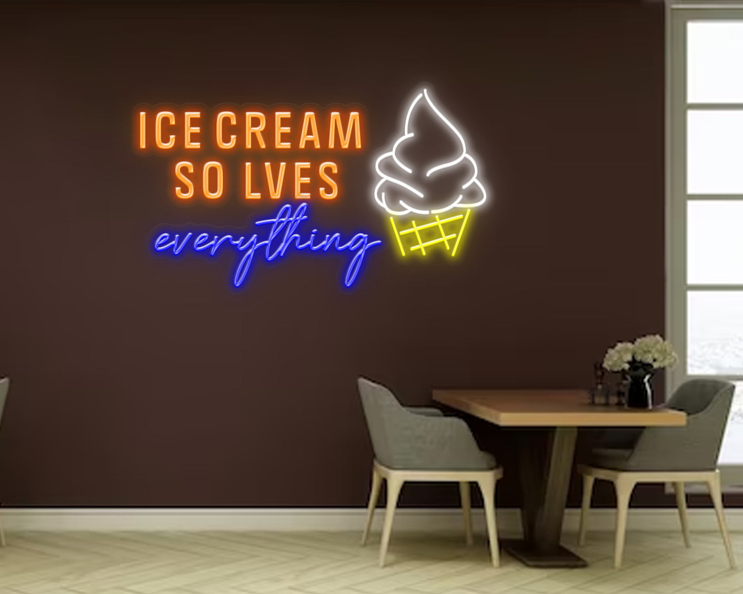 Ice Cream Solves Everything Neon Sign