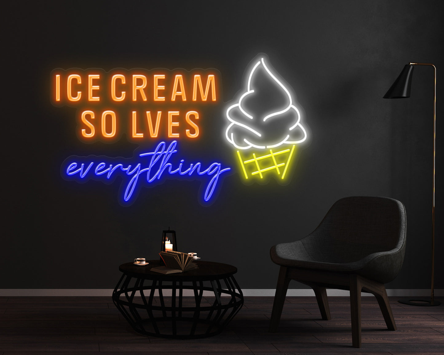 Ice Cream Solves Everything Neon Sign