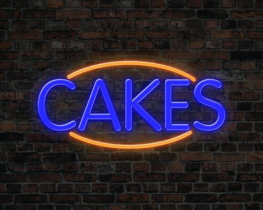 Cakes Blue Neon Sign