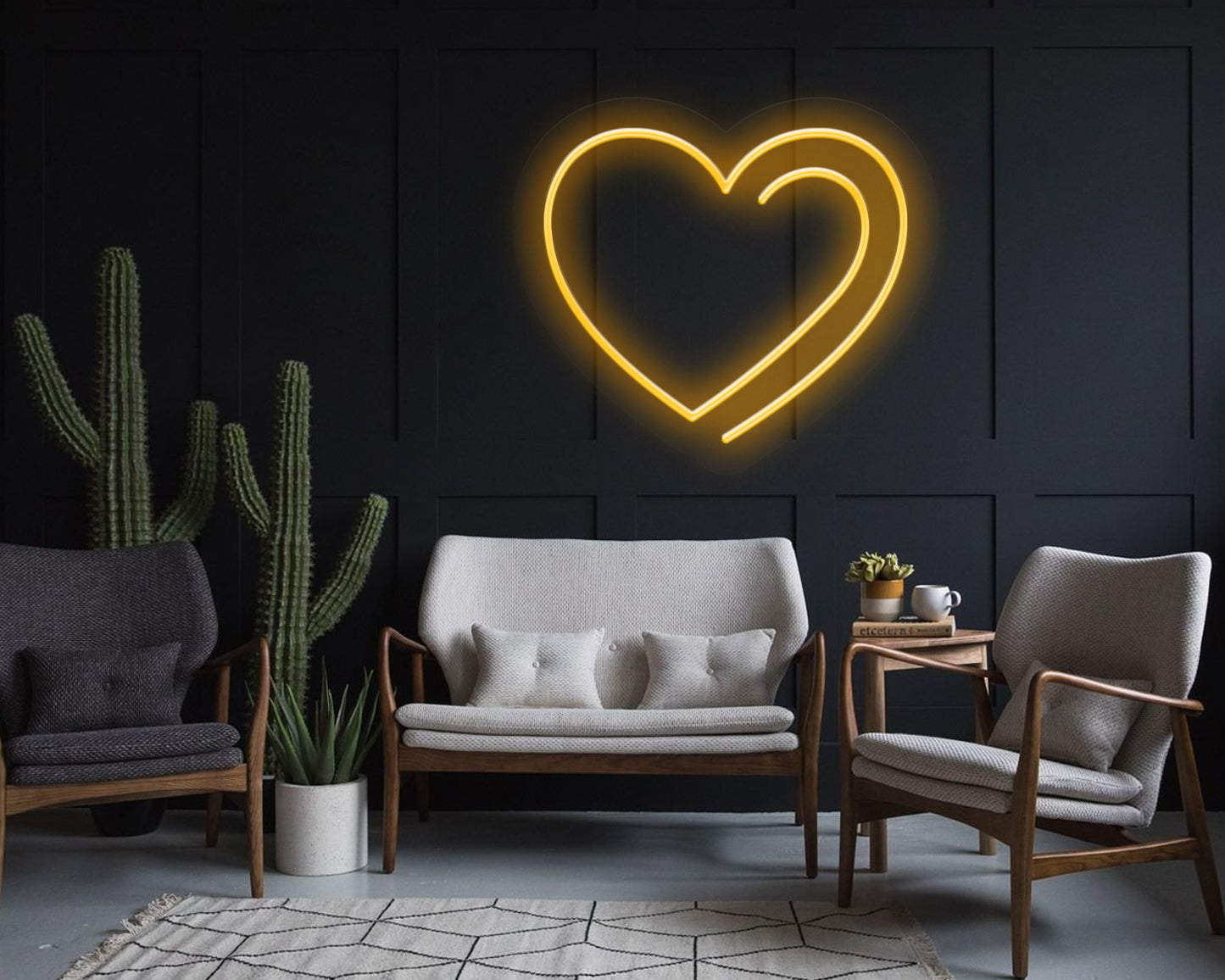 Card Heart Icon Neon Sign