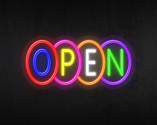 Open Multicolour Neon Sign