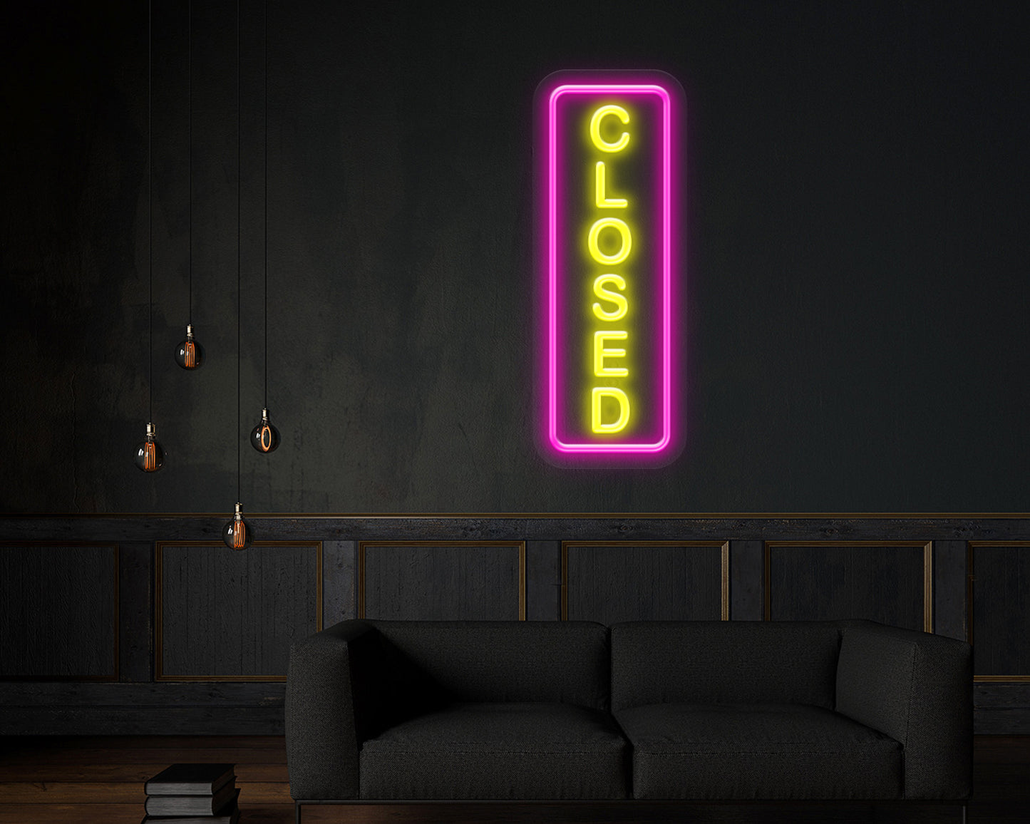 Closed Vertical Neon Sign