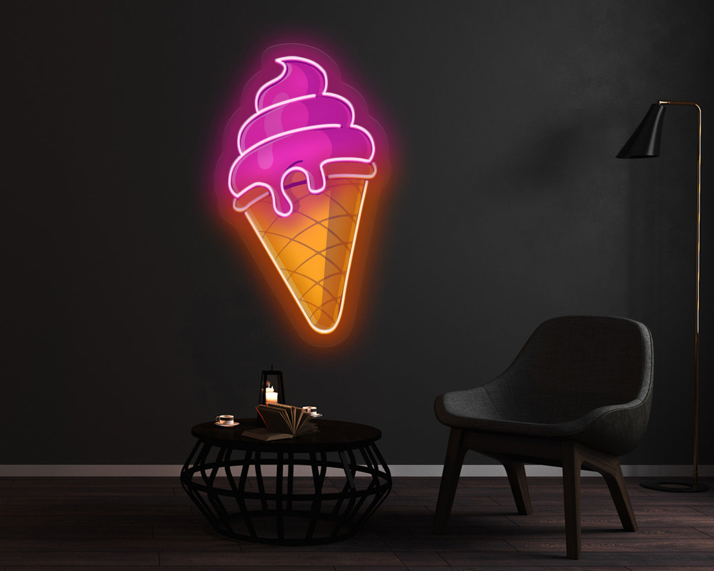 Icecream Print with Neon Sign