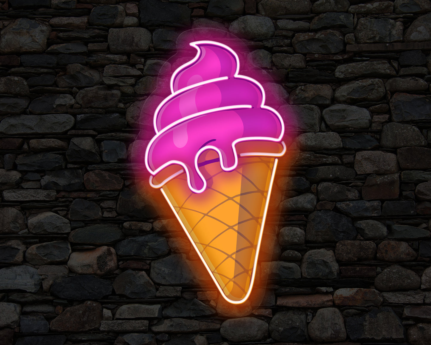 Icecream Print with Neon Sign