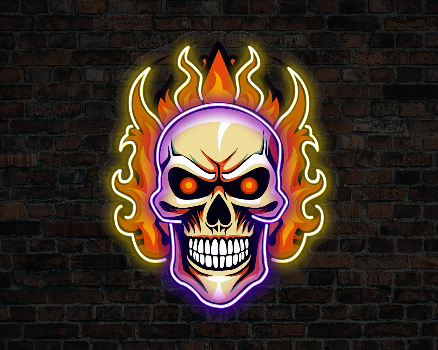 Flaming Skull Neon Sign