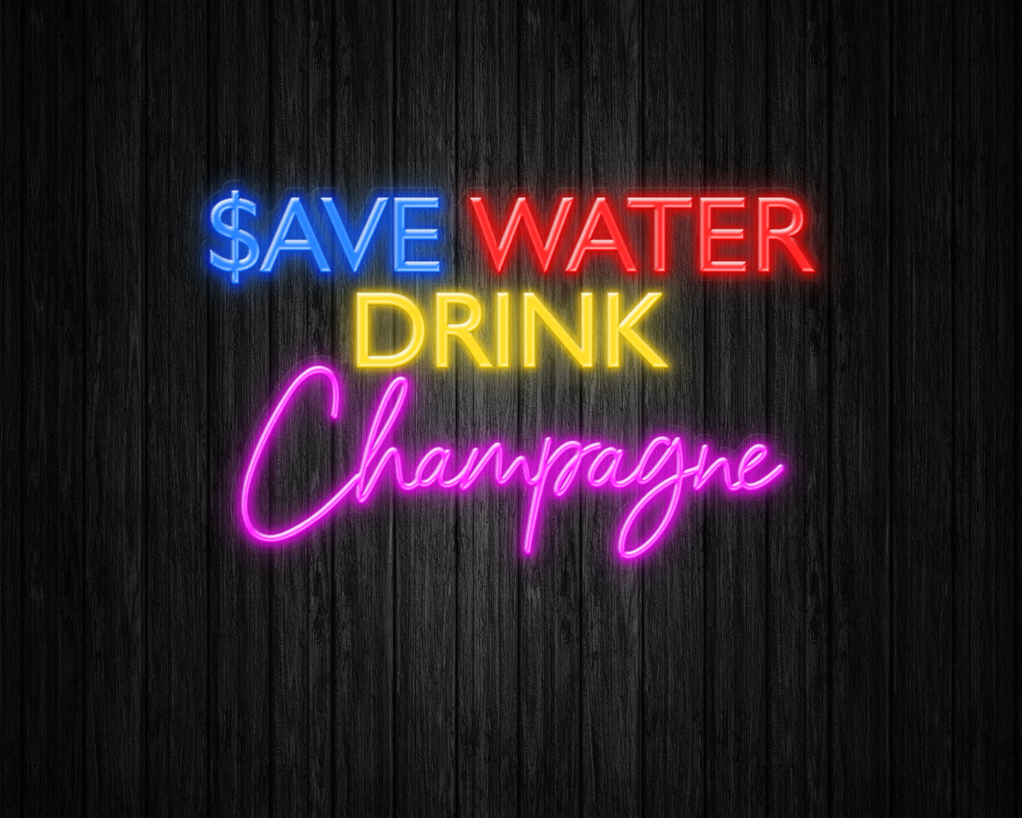 Save water drink champagne Neon Sign