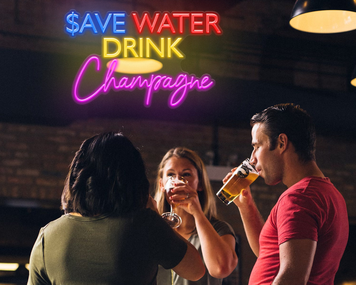 Save water drink champagne Neon Sign