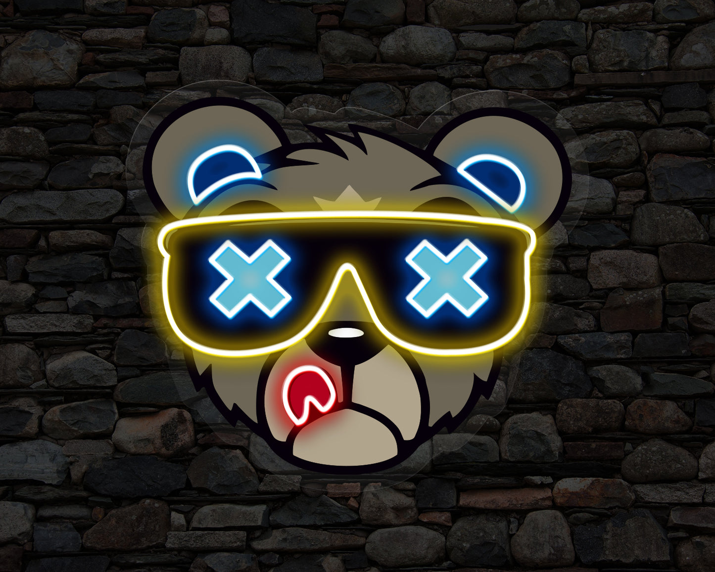 Bear Wipeout Neon Sign