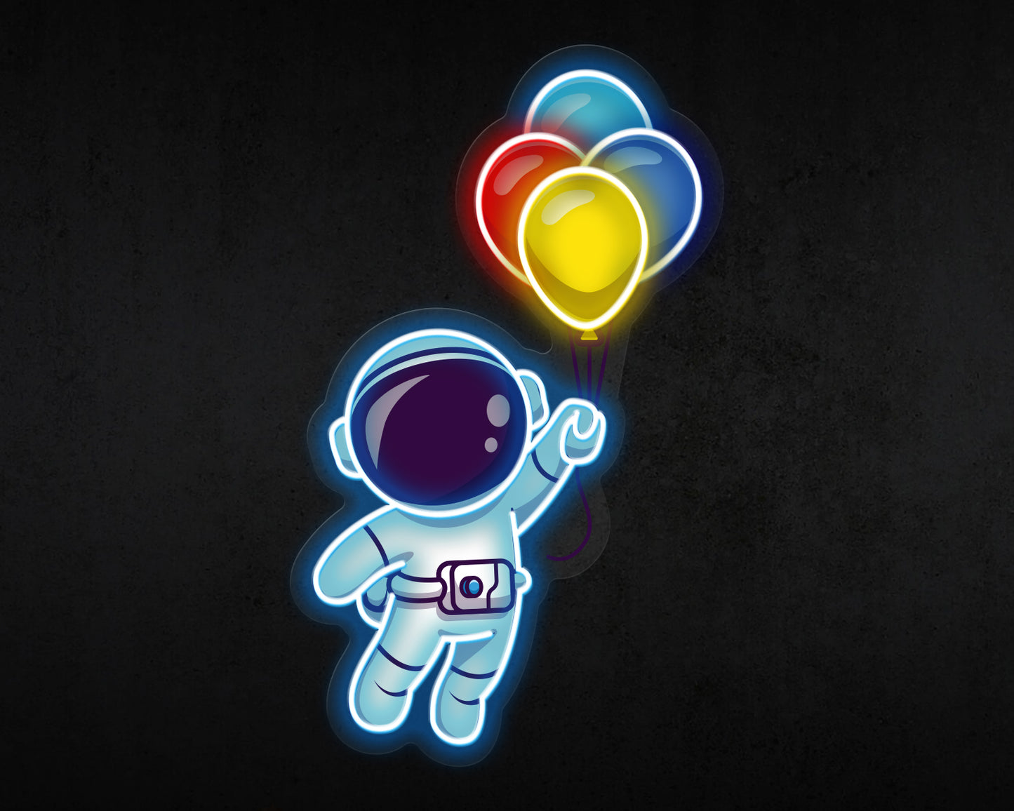 Astronaut with Balloons Neon Sign