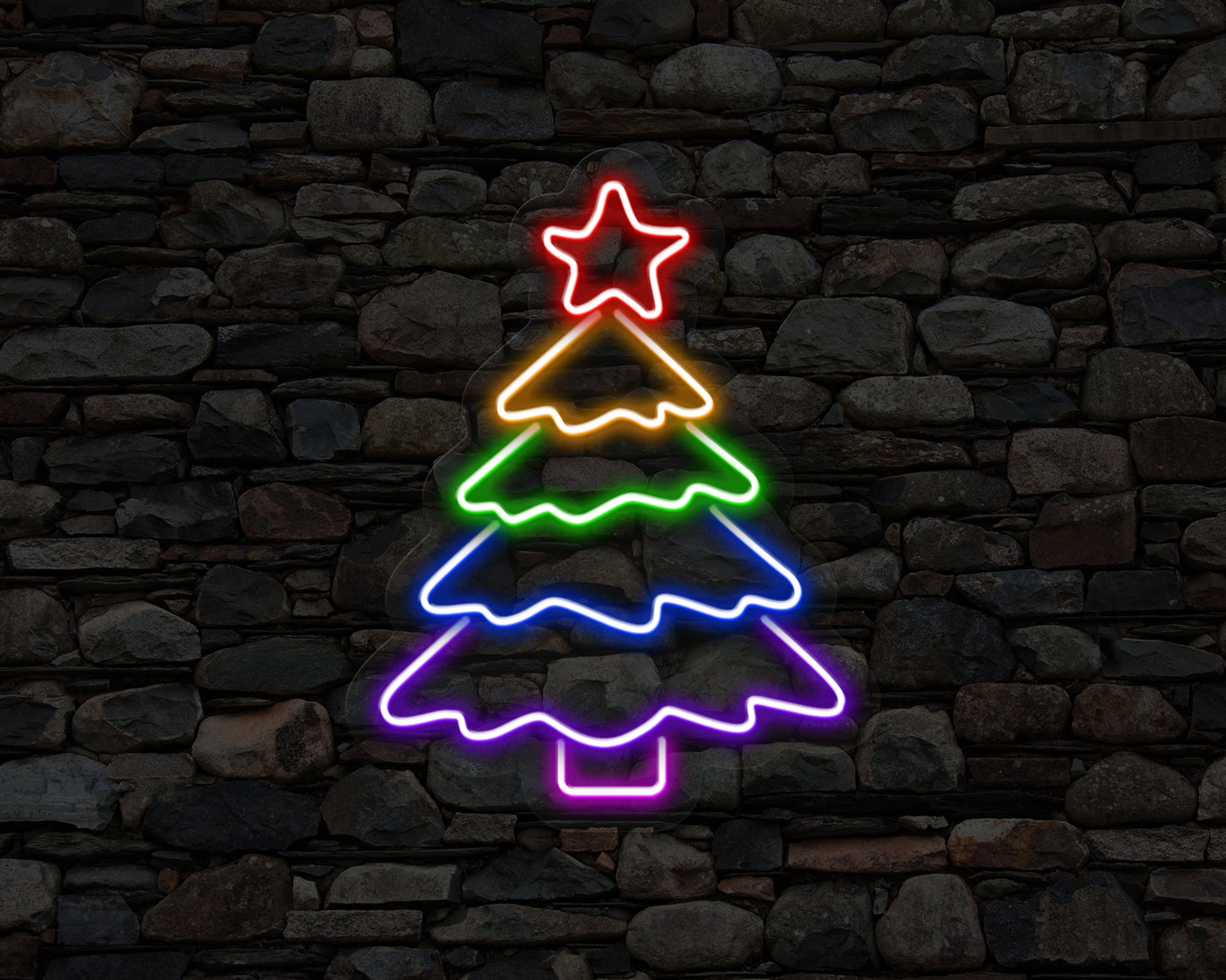 Rainbow Christmas Tree Multicolour Neon Sign