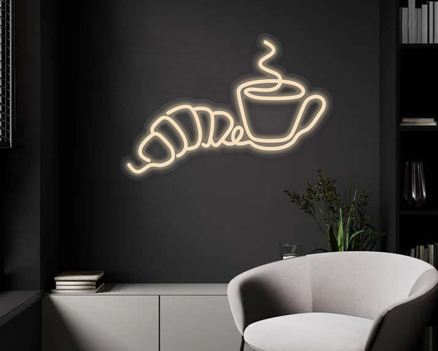 Croissant & Coffee Neon Sign